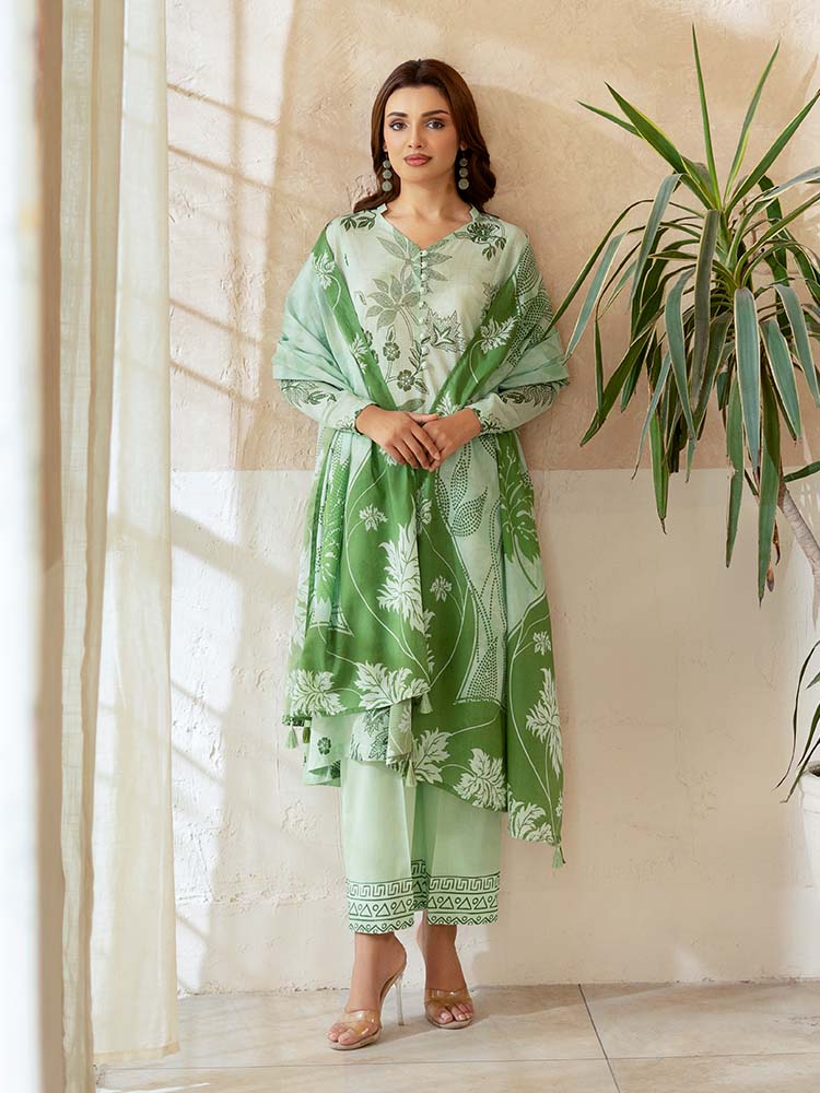 PEARL AND PETALS 3-Piece Unstitched Digital Printed Lawn Suit