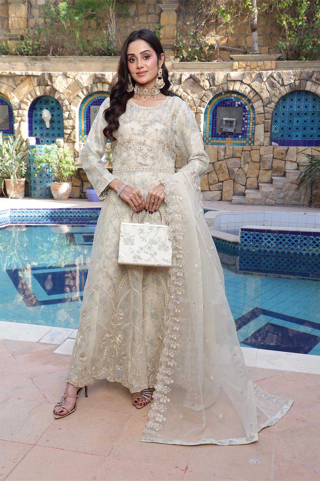 Ballerina Vol-2 Semi Stitched Luxuary Collection & Printed Silk Innar With ADDA TAKAI Hand Embellishment COMPLIMENTARY CLUTCH BAL-005