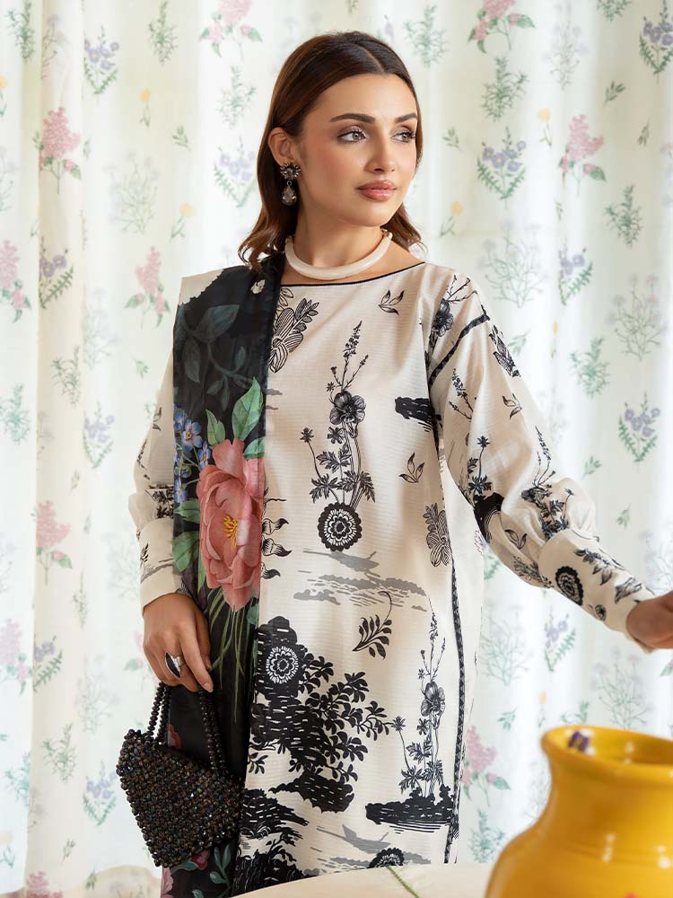 PEARL AND PETALS 3-Piece Unstitched Digital Printed Lawn Suit