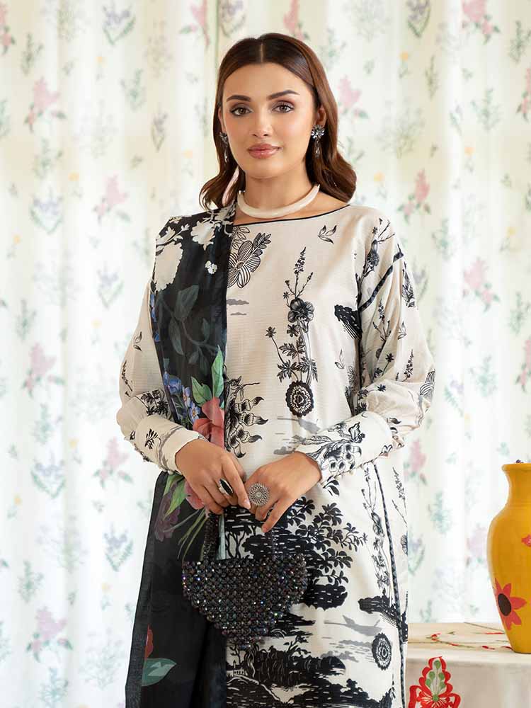PEARL AND PETALS 3-Piece Unstitched Digital Printed Lawn Suit