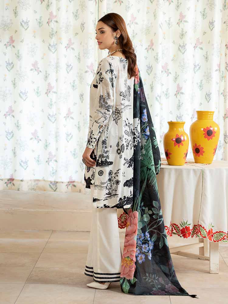 PEARL AND PETALS 3-Piece Unstitched Digital Printed Lawn Suit
