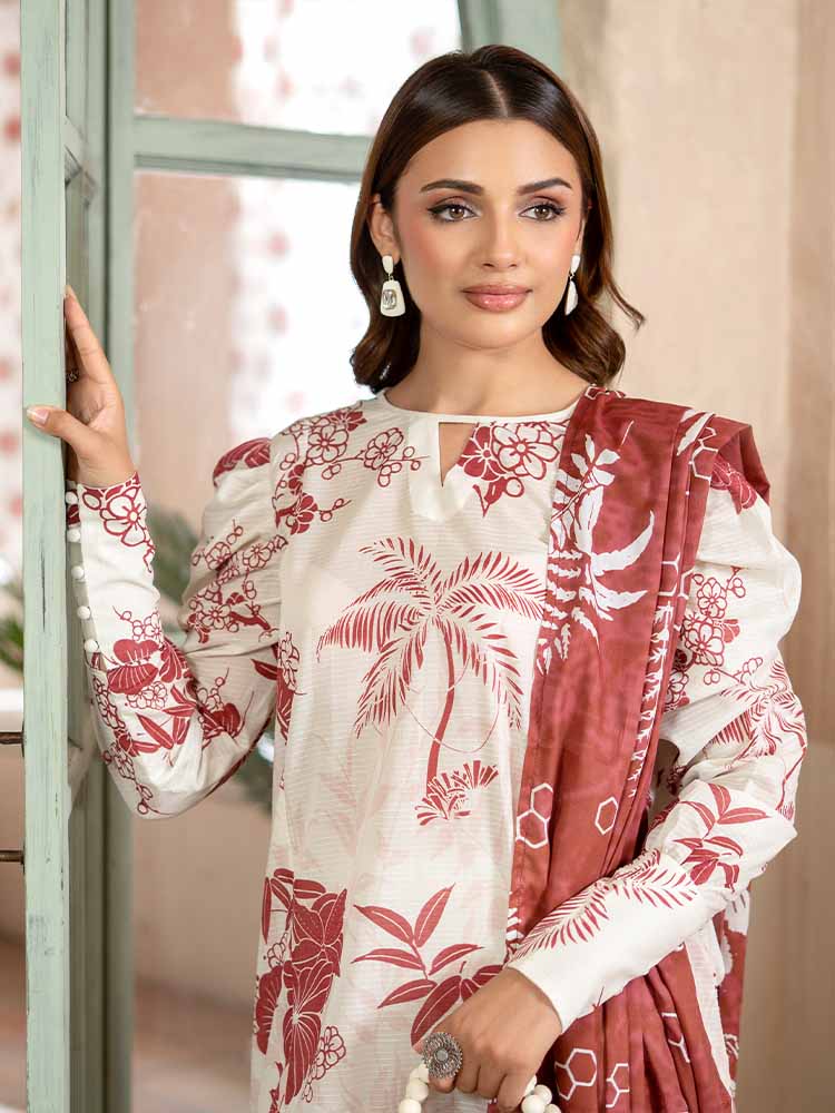PEARL AND PETALS 3-Piece Unstitched Digital Printed Lawn Suit