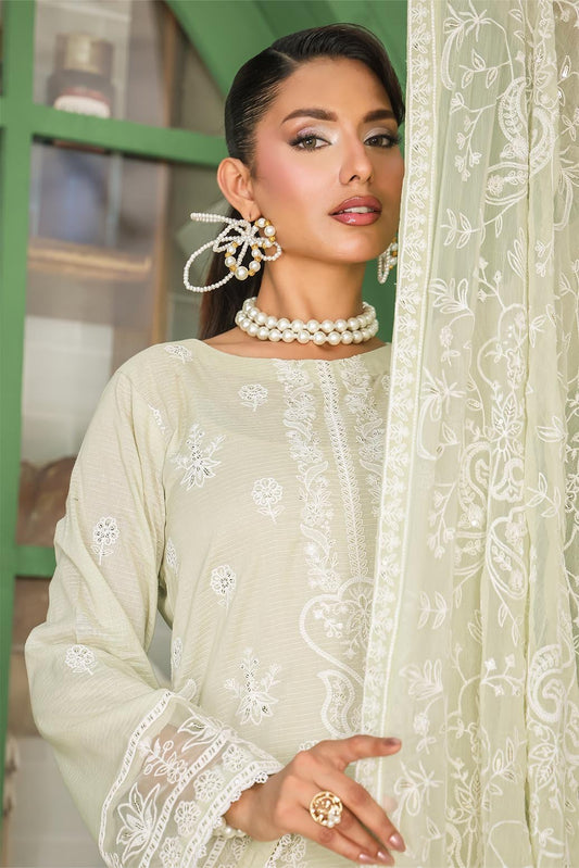 Vanilla Unstitched Dyed Embroidered Doriya Lawn With Exclusive Embroidered Bamber Chiffon Duppata
