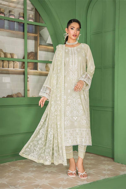 Vanilla Unstitched Dyed Embroidered Doriya Lawn With Exclusive Embroidered Bamber Chiffon Duppata
