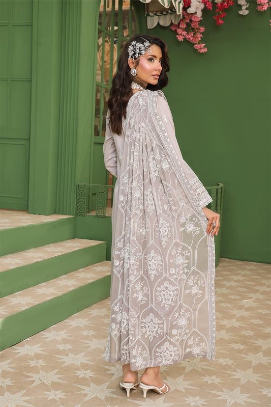 Vanilla Unstitched Dyed Embroidered Doriya Lawn With Exclusive Embroidered Bamber Chiffon Duppata