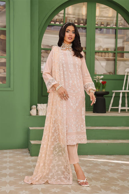Vanilla Unstitched Dyed Embroidered Doriya Lawn With Exclusive Embroidered Bamber Chiffon Duppata