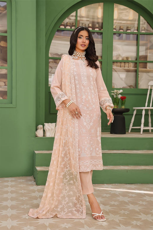Vanilla Unstitched Dyed Embroidered Doriya Lawn With Exclusive Embroidered Bamber Chiffon Duppata
